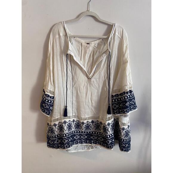 Free People Cotton Noyal Counting Stars Tunic‎ Ivory White Size Small - Picture 1 of 4